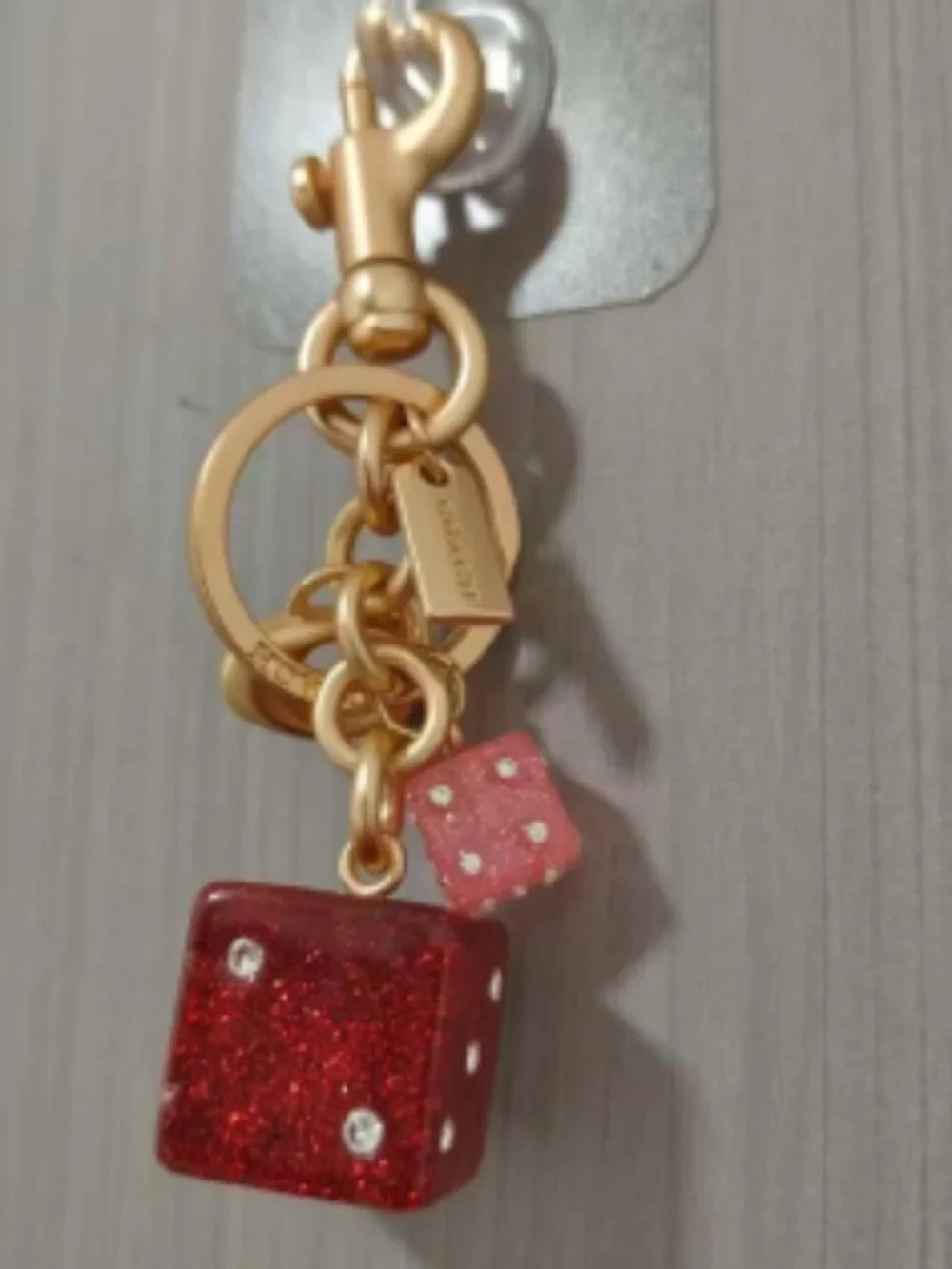Coach Glitter Dice Bag Charm Keychain
